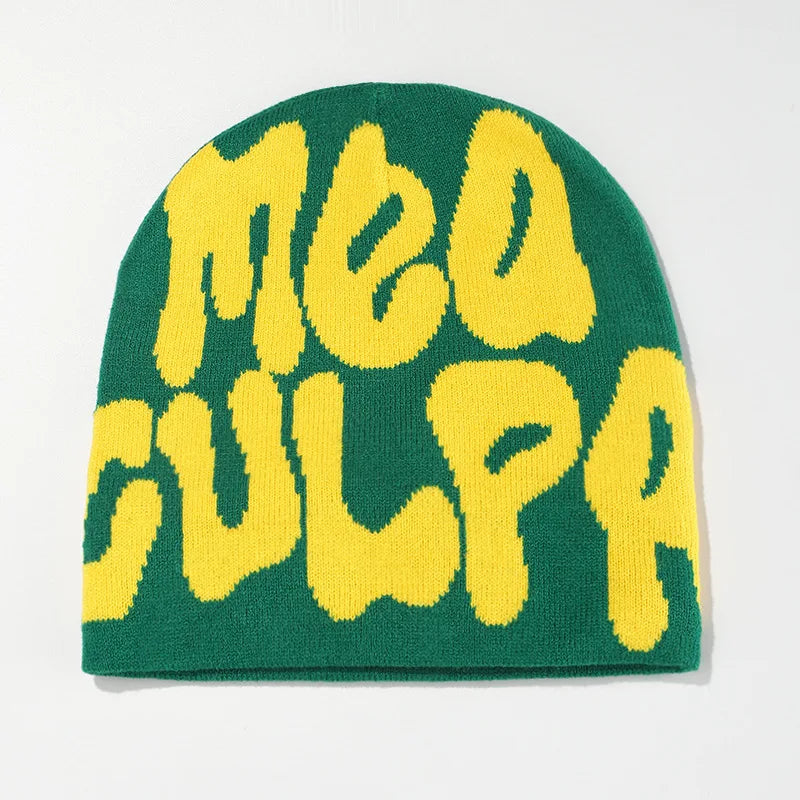 Mea Culpa Knitting Beanies Hat For Women Men Couple Y2K What's In Fashion Bonnet Kpop Wool Skullies Hoods Lady Caps Gorro шапка