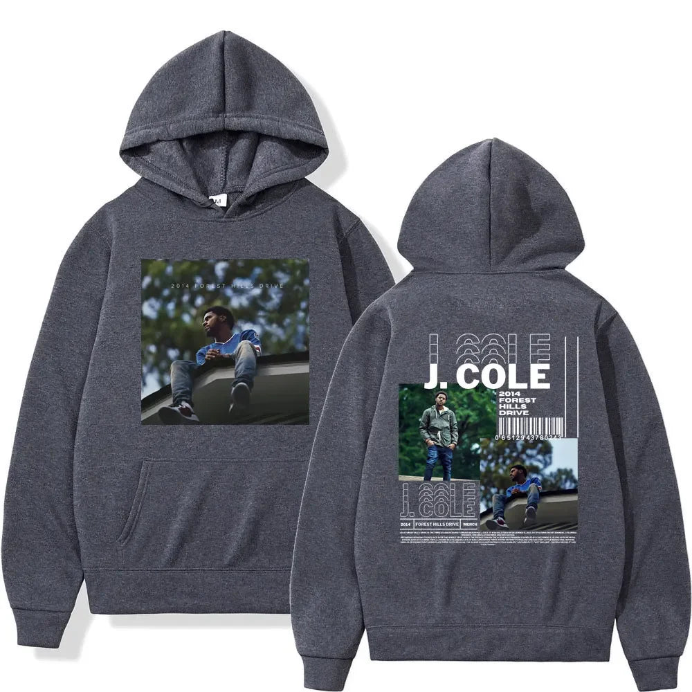 Rapper J.Cole 2014 Forest Hills Drive Print Hoodie Hip Hop Harajuku Men Women Loose Hoody Sweatshirt Fashion Streetwear Hoodies