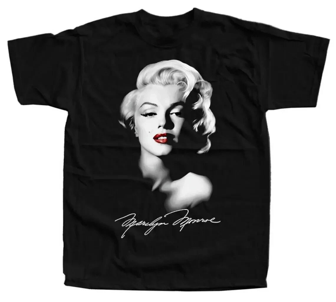 New fashion Marilyn Monroe T-Shirt Arrival Cotton O-Neck Summer Short Sleeve Casual Mens T-shirt Black Signature harajuku tees