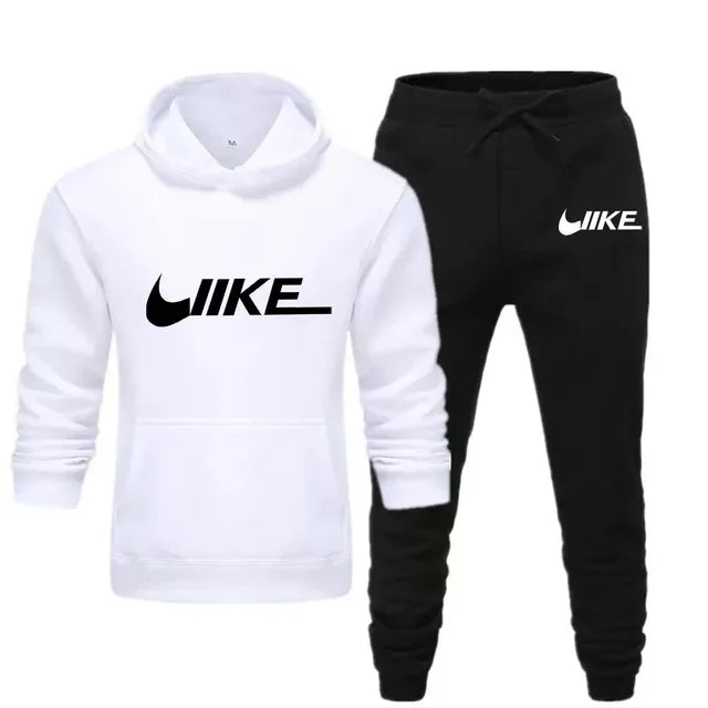 New sport brand 2-piece set sportswear hooded sweatshirt+drawstring pants hoodie running sportswear for men women