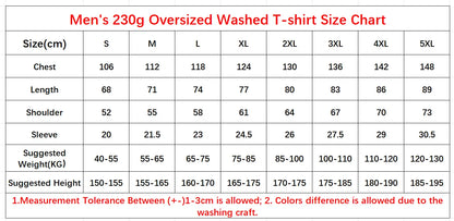 230g American Plus Size Men's 100% Cotton Acid-Washed T-shirts Solid 3D Puff Print Vintage Tee Hip Hop High Street Oversized Top