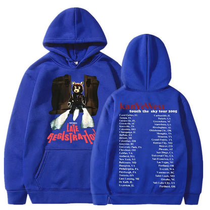 Late Registration Tour Hoodies Kanye West Print Vintage Streetwear Men Women Fashion Sweatshirts Oversize Hoodie HIPHOP Pullover