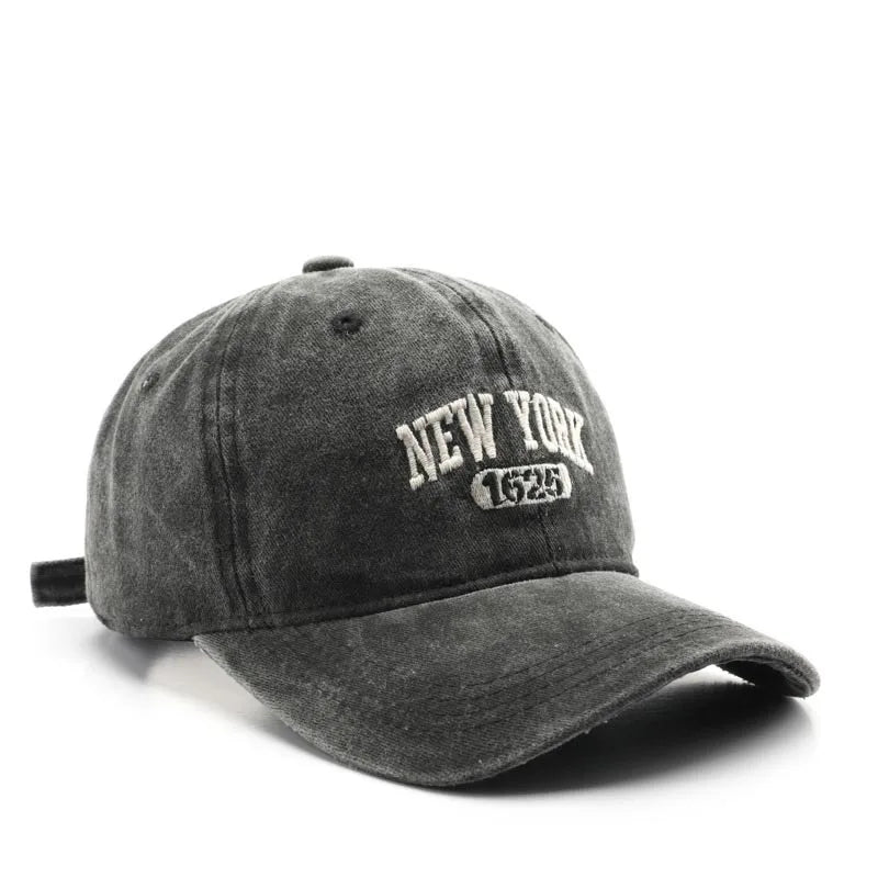 Retro NEW YORK Embroidery Snapback Hat for Men Women Vintage Washed Baseball Caps Spring Autumn Leisure Adjustable Soft Top Hats