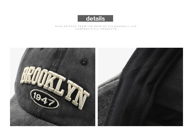 Retro brooklyn Letter Embroidery Baseball Caps Spring Summer Men Women Cotton Adjustable Casual Hat Hip Hop Streetwear Sun Hats